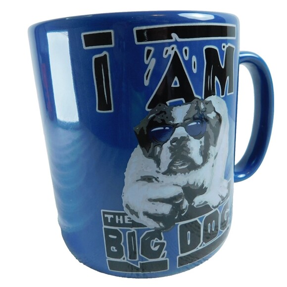 BIG DOGS Blue Ceramic Mug LARGE 24 oz! I AM THE BIG DOG Coffee Cup, Gift MINT! - Picture 1 of 9
